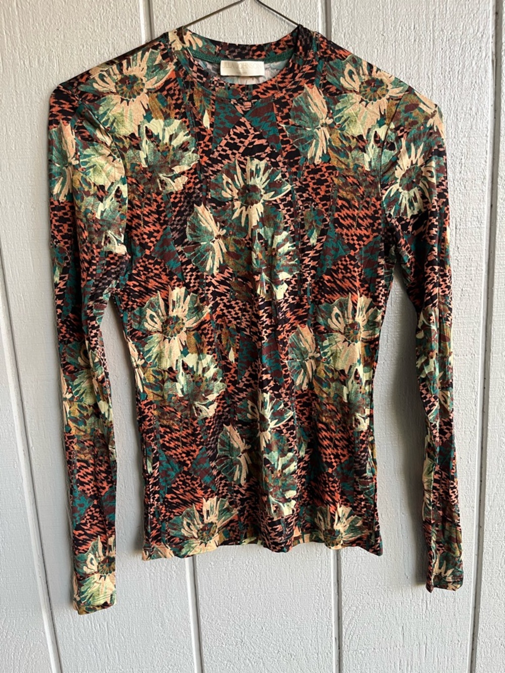Ulla Johnson Sheer Prism Floral Geometric Print Eve Long Sleeve Top Size S